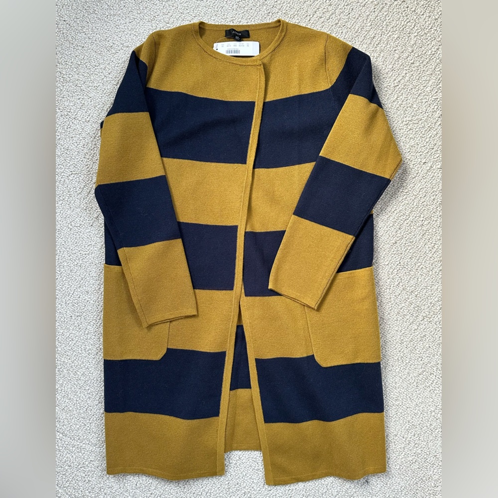 J Crew long stripe cardigan
